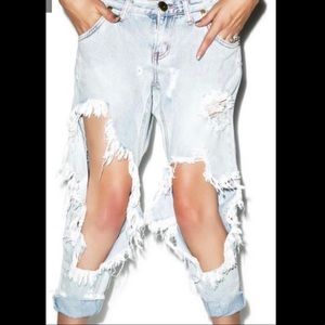 One Teaspoon distressed blue jeans, size 27